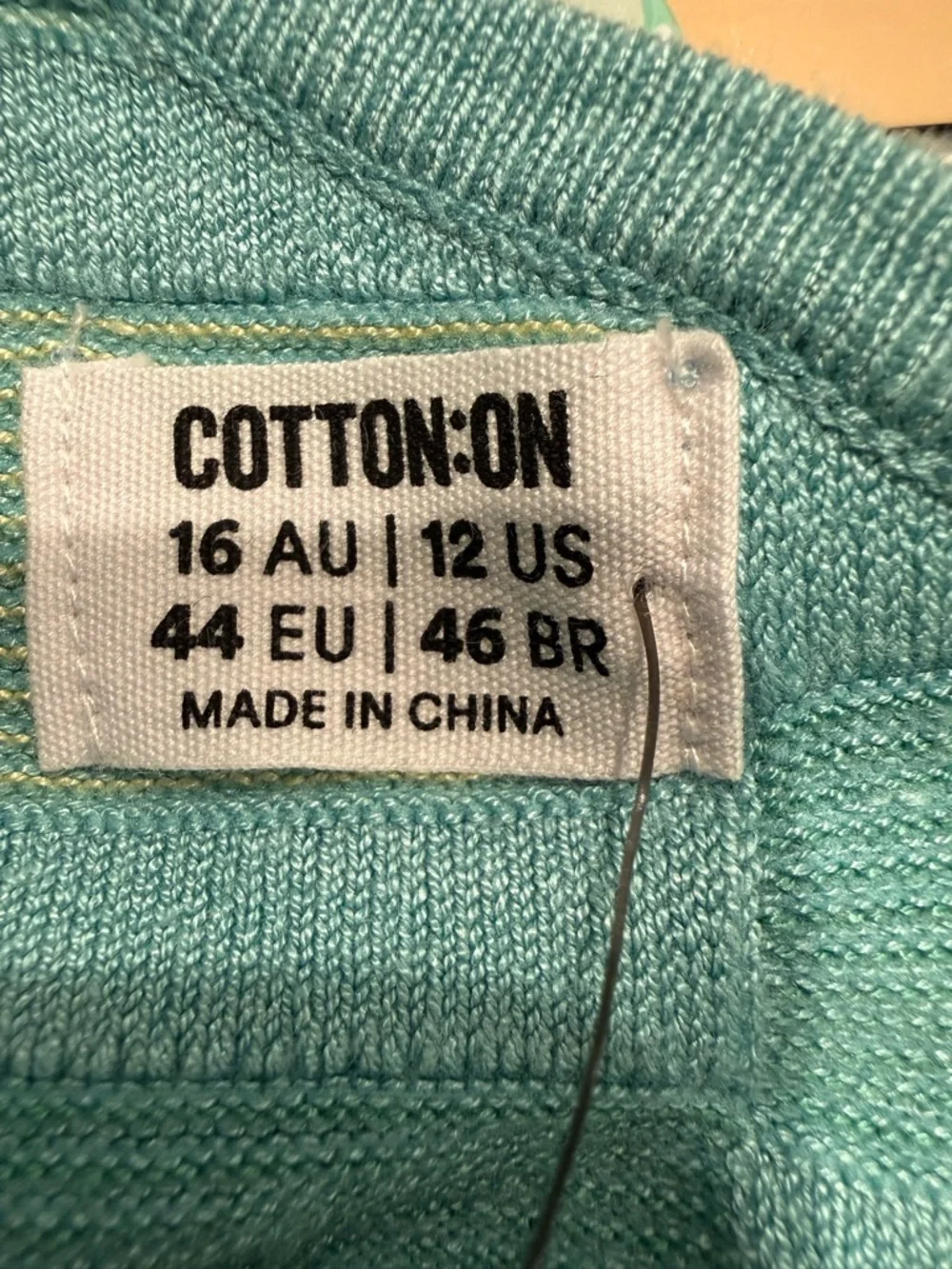 Cotton:On. One-Shoulder Teal & Lime Striped Knit Dress - Picture 3 of 4